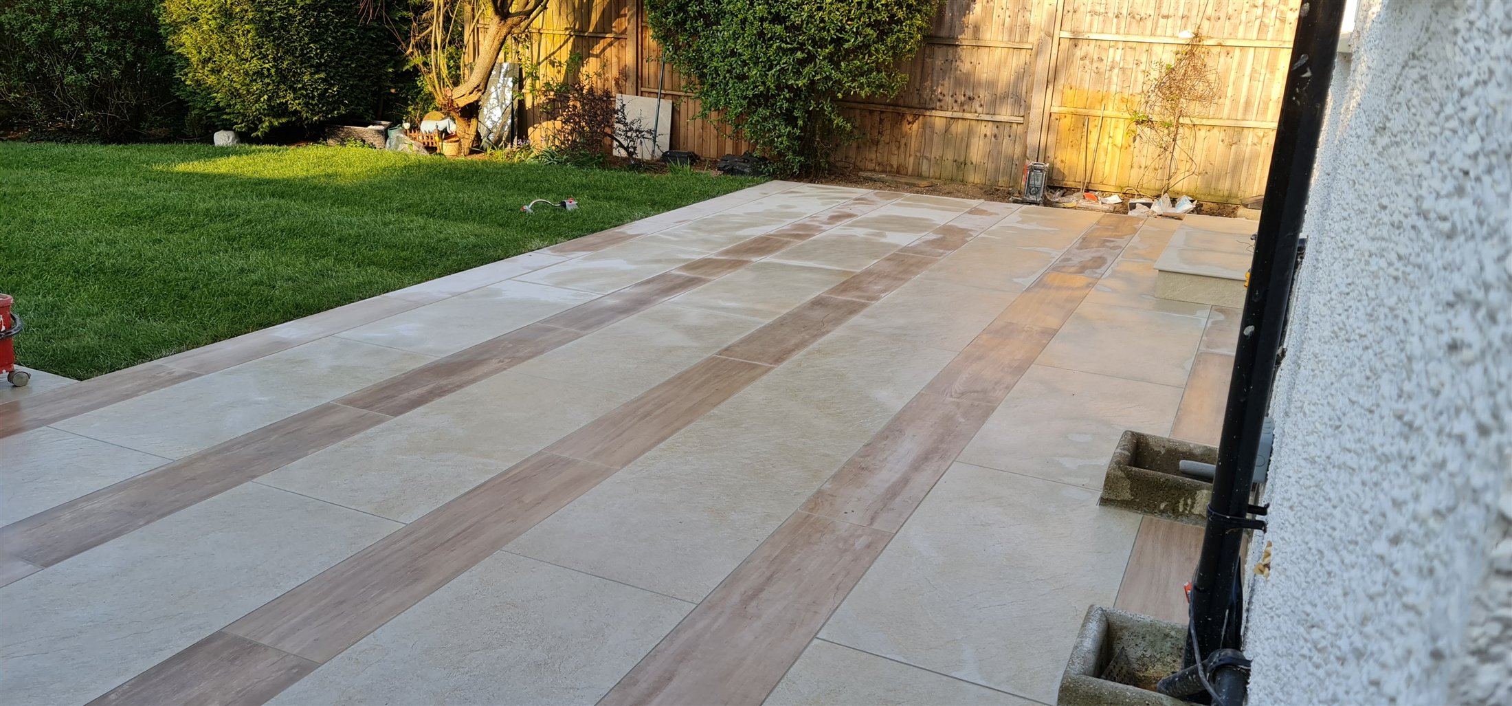 Newly paved garden terrace